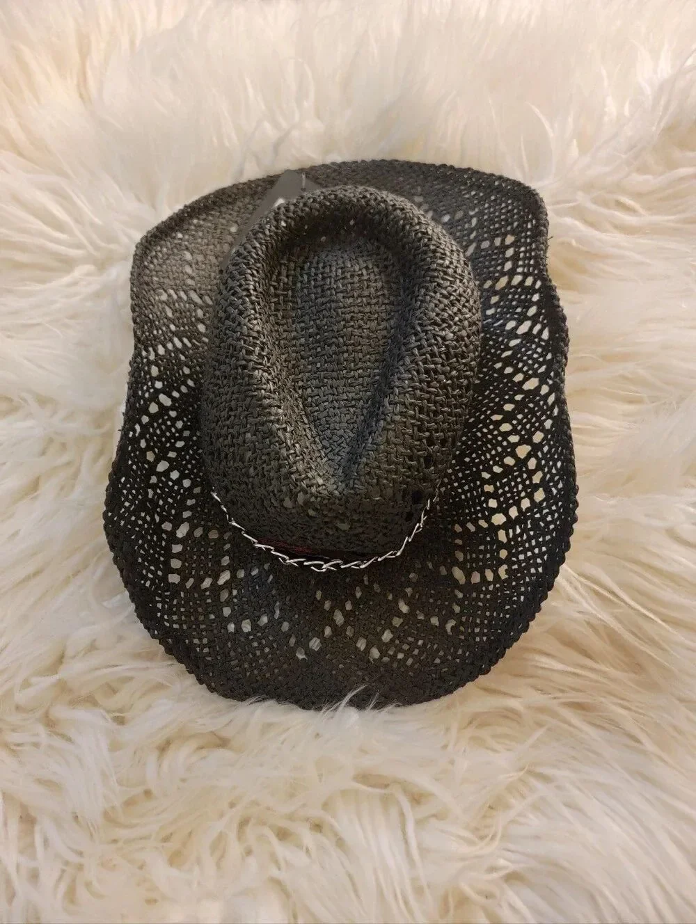 🆕️🤠Ed Hardy Black Straw Cowboy Hat, OS